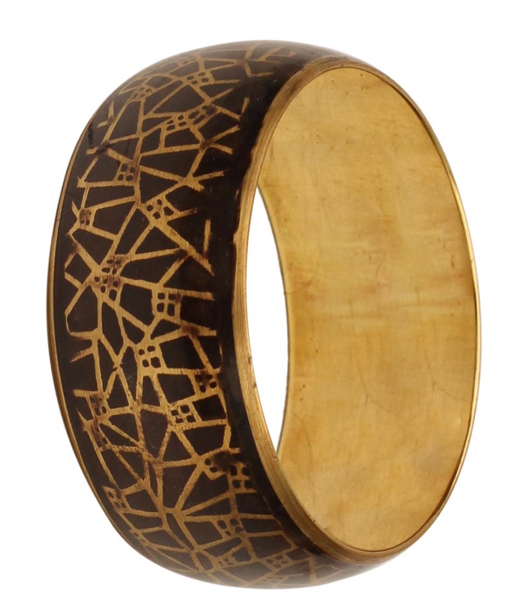 Decorative 2.6” Brass Bangle in Black & Golden - Trendy Accessories / Gifts for Her - Buy in Bulk Wholesale - Fashionable Jewelry for Women/Teens